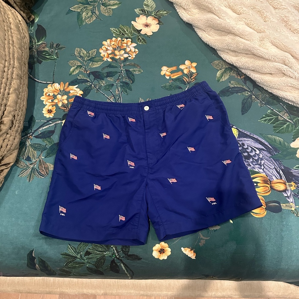 Blue Flag Patterned Men's Shorts